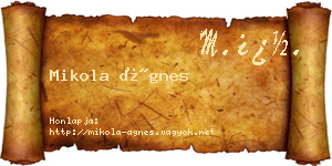 Mikola Ágnes névjegykártya